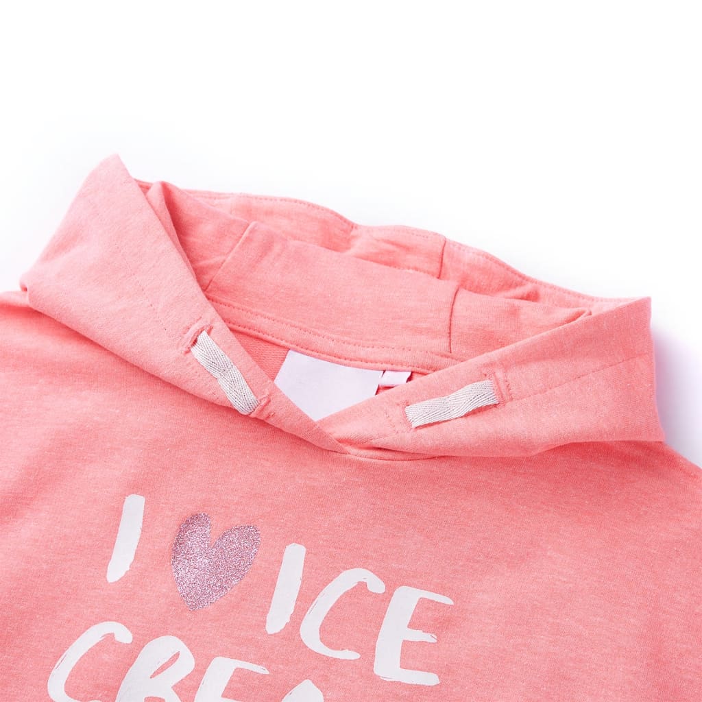 Sweatshirt para criança com capuz rosa-brilhante 128