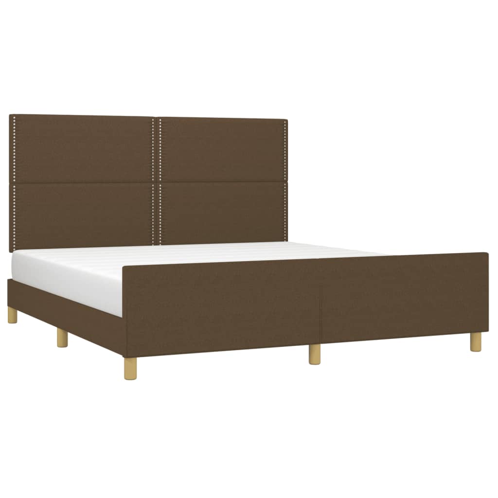 Estrutura de cama sem colchão 180x200 cm tecido castanho-escuro
