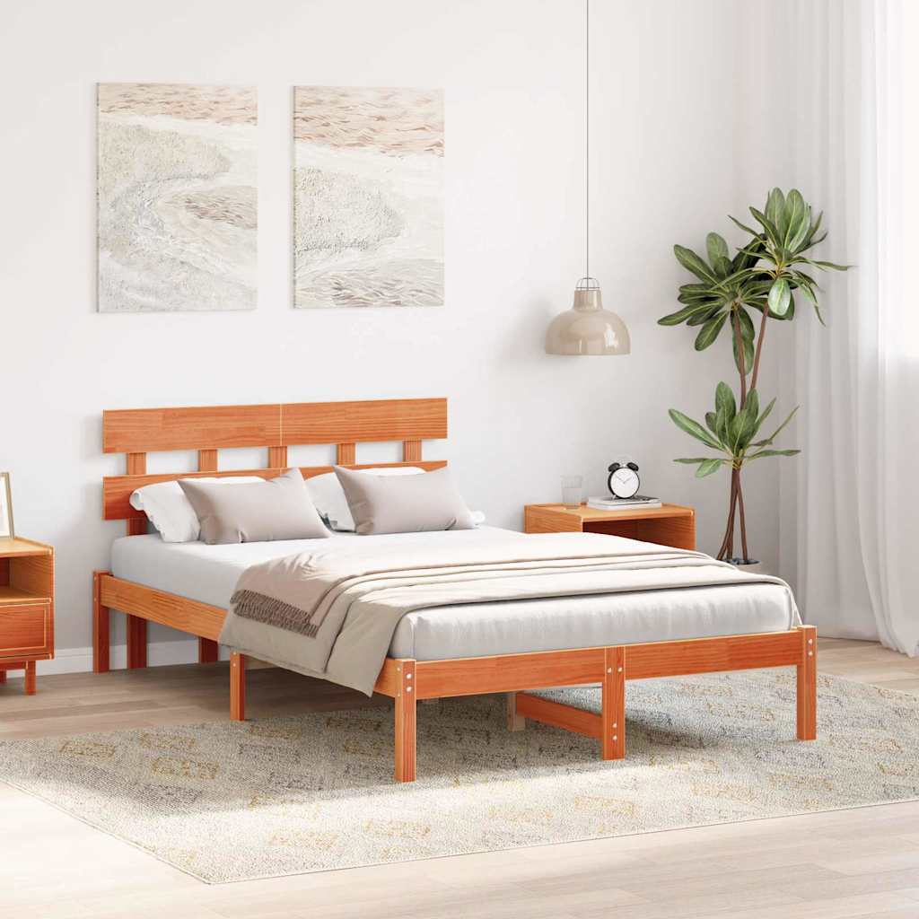 Estrutura da cama castanho 120 x 190 cm madeira de pinho maciça