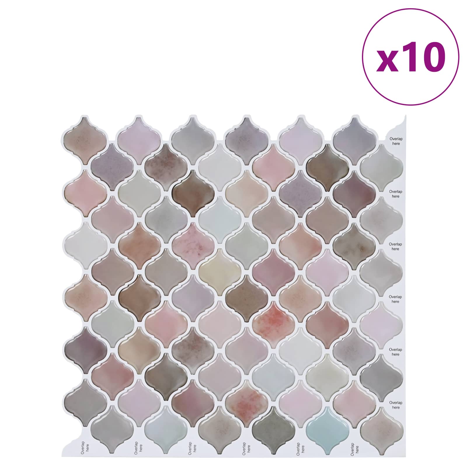 Azulejo lanturn 10 unid. bege 27 x 27 cm poliuretano e PET