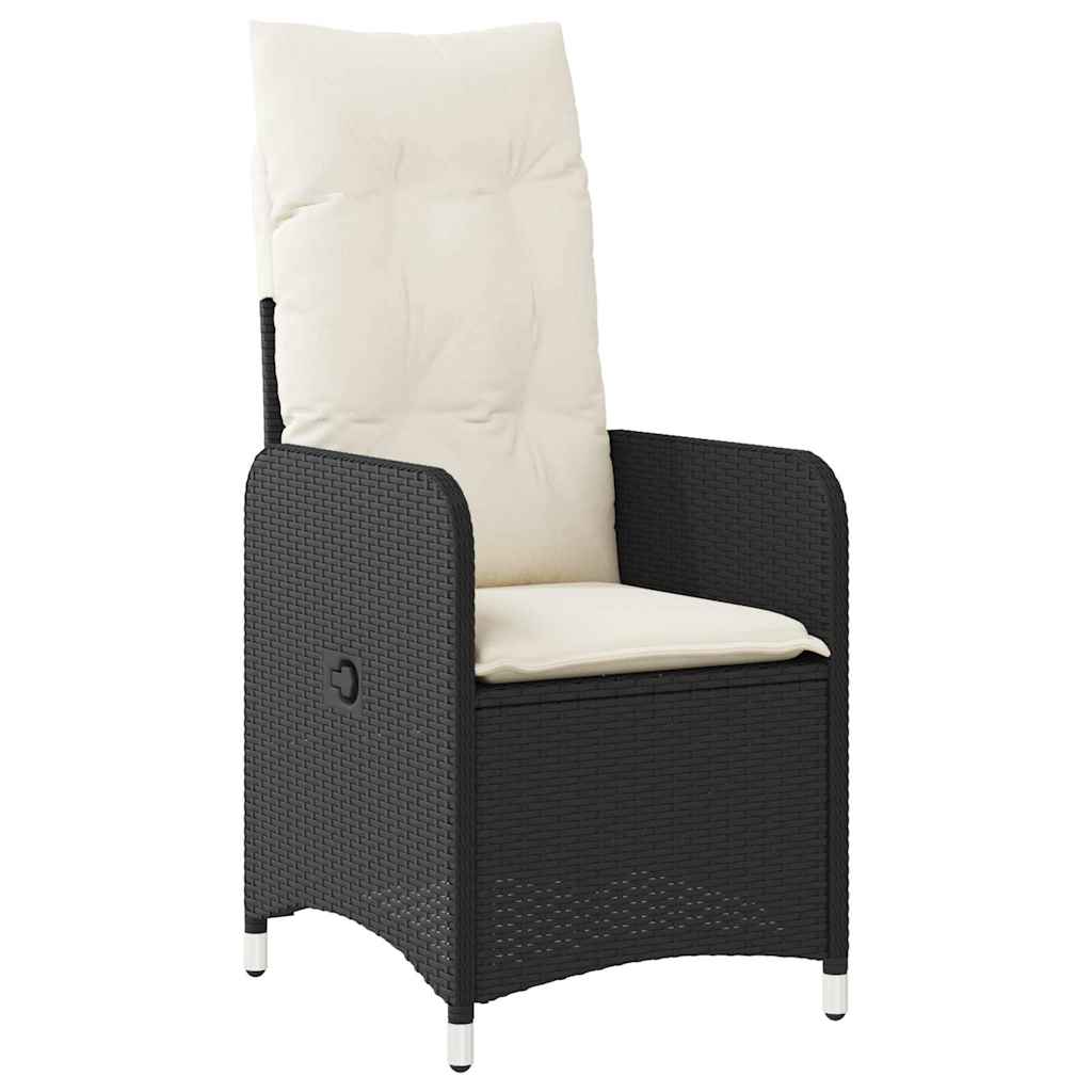 9 Pcs conjunto de bistrô p/ jardim c/ almofadões vime PE preto