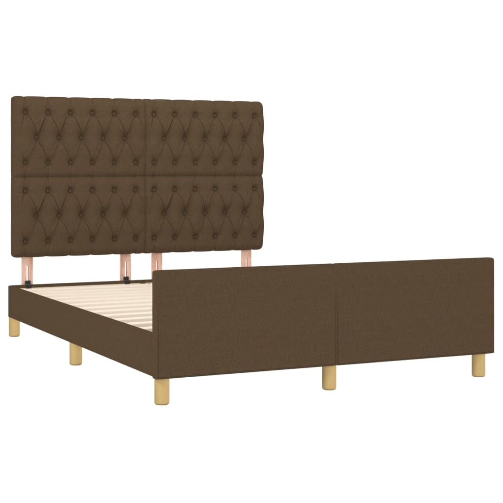 Estrutura de cama sem colchão 140x200 cm tecido castanho-escuro