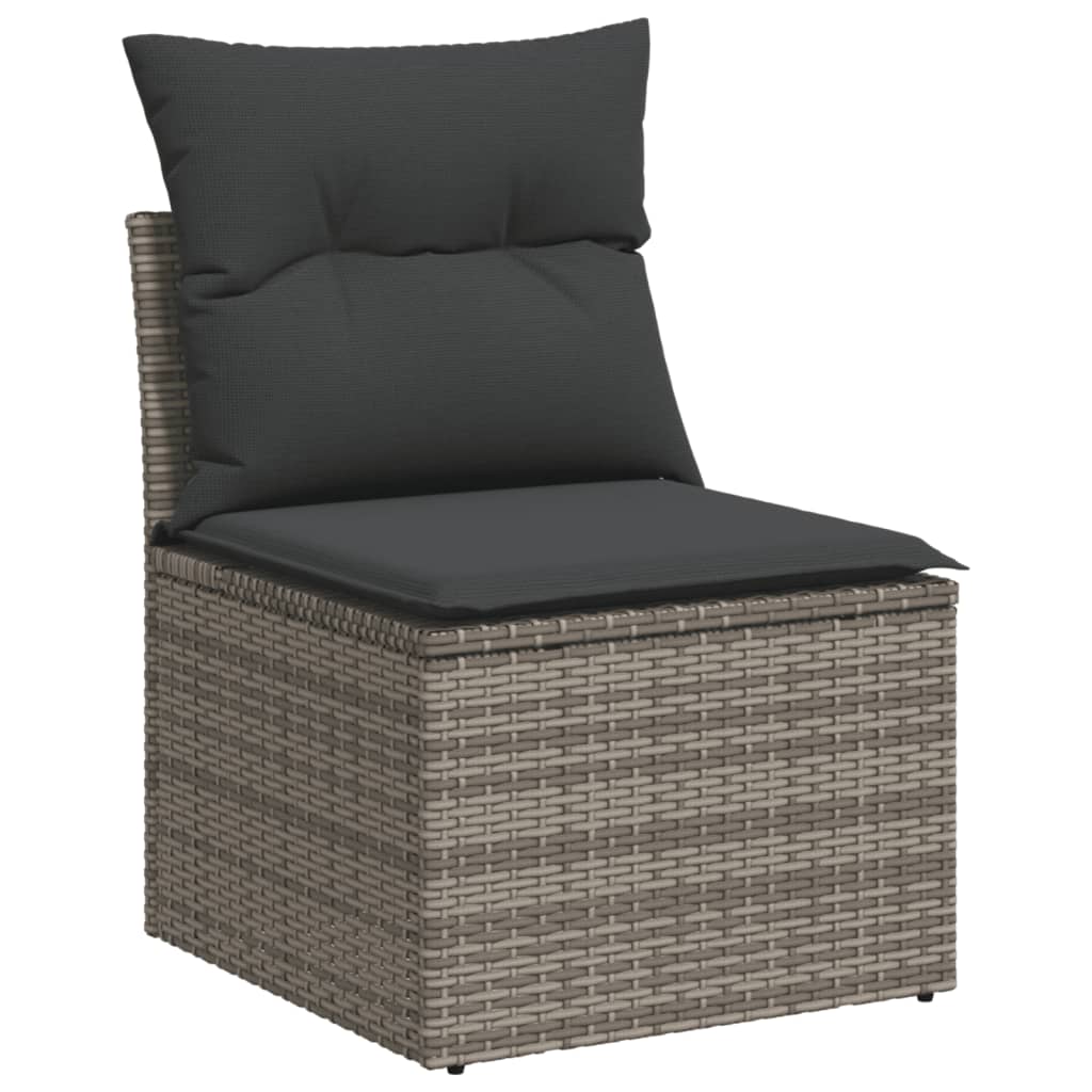 6 Pcs conjunto sofás de jardim com almofadões vime cinzento