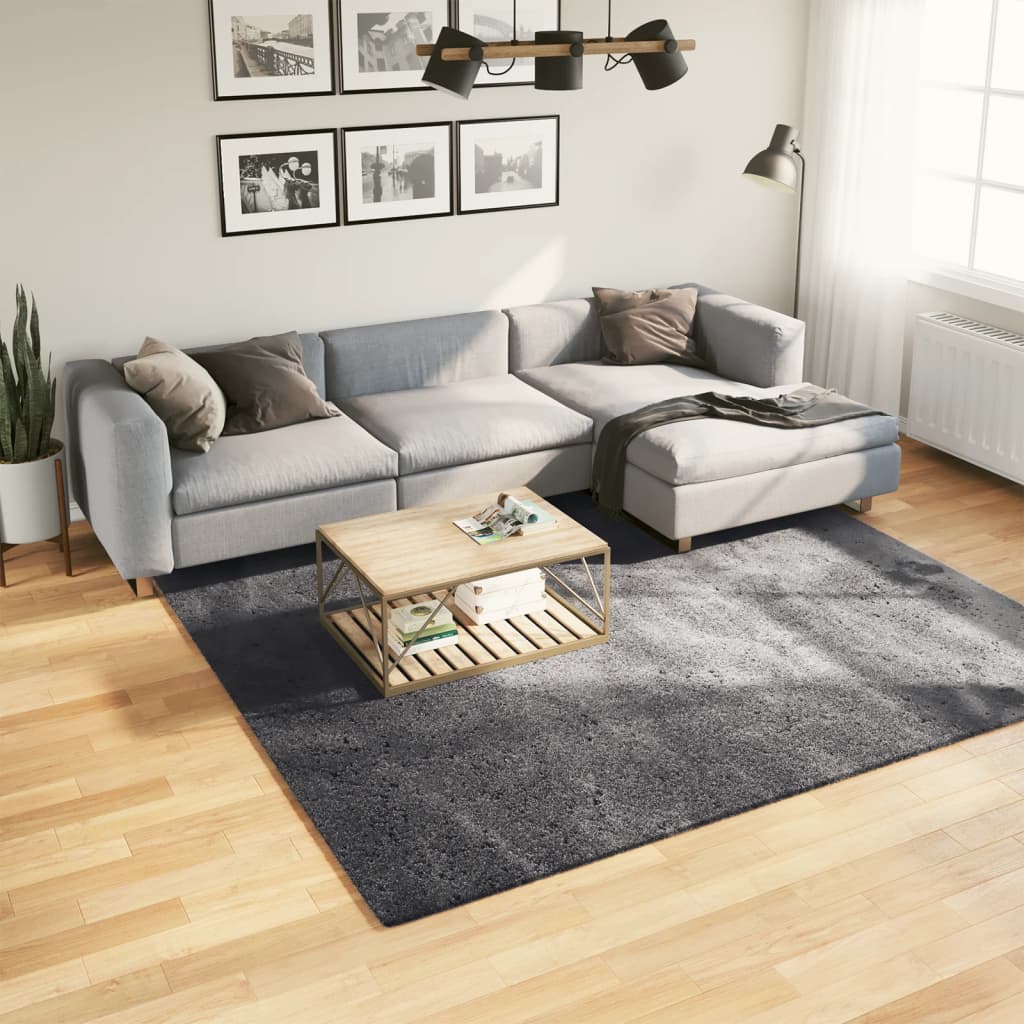 Tapete pelo curto macio e lavável huarte 240x240 cm antracite