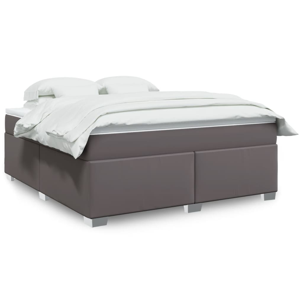 Cama com molas/colchão 180x200 cm couro artificial cinza