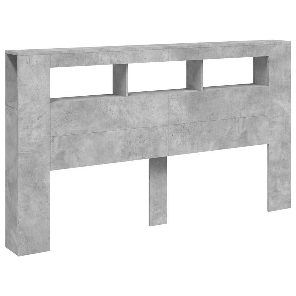 Cabeceira c/ leds 180x18,5x103,5 cm cinzento-cimento