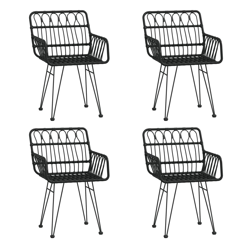 5 Pcs conjunto de jantar p/ jardim vime PE preto