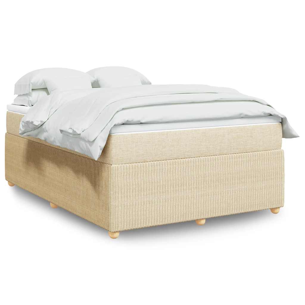 Cama com molas/colchão 140x200 cm tecido cor creme