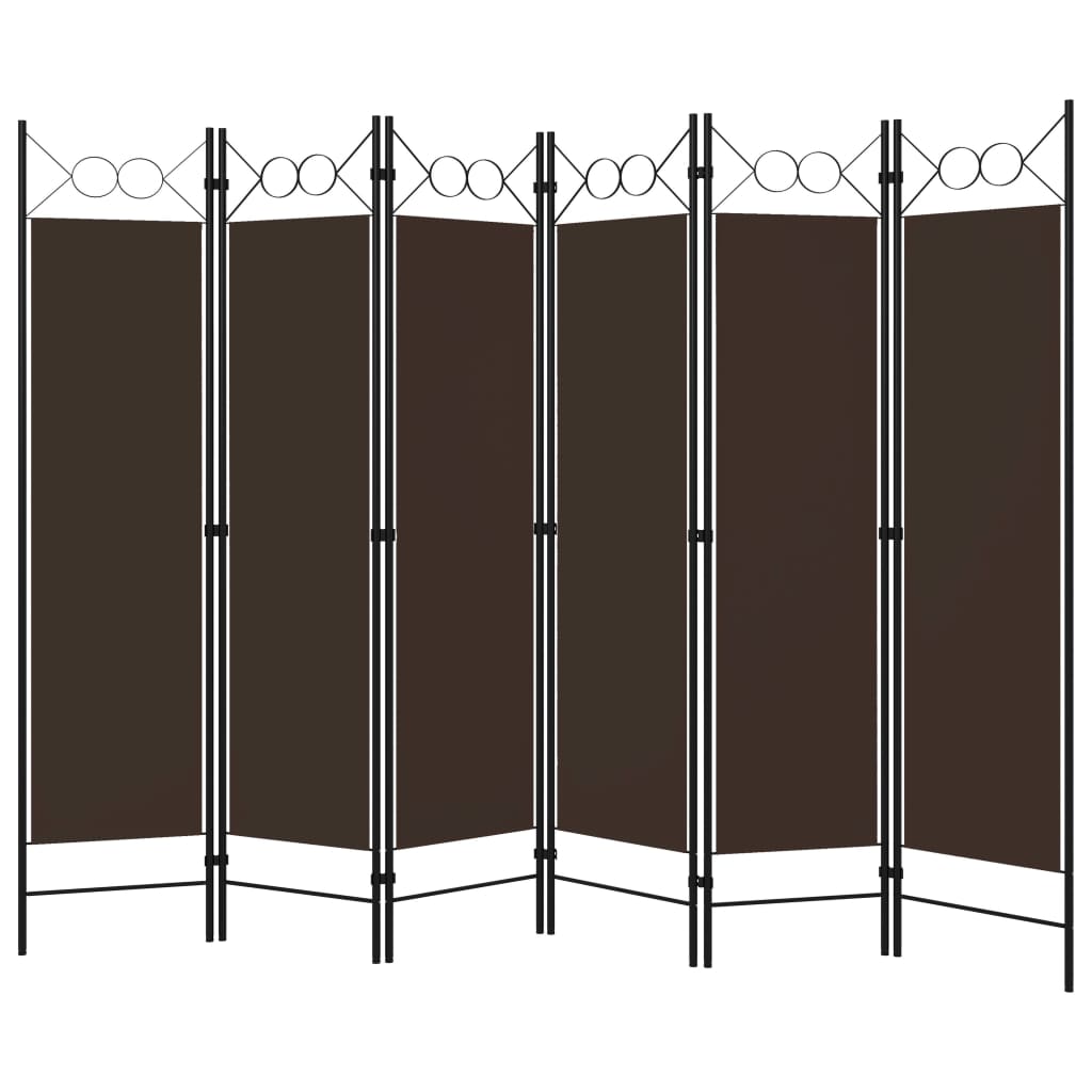Divisória de quarto com 6 painéis 240x180 cm castanho