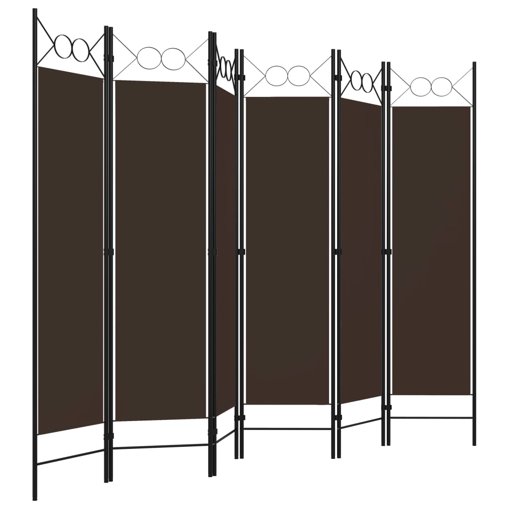 Divisória de quarto com 6 painéis 240x180 cm castanho