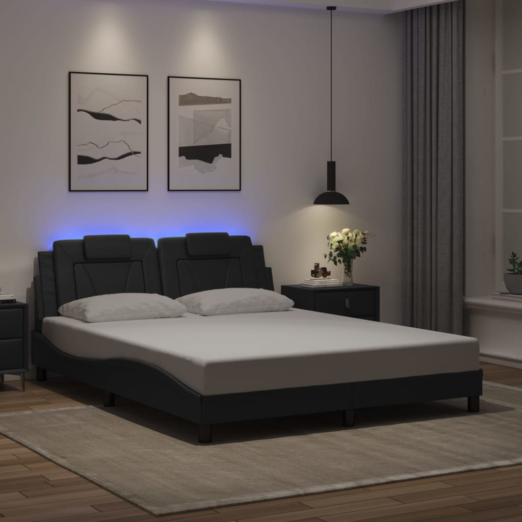 Estrutura de cama viana com LED sem colchão 160x200cm preto