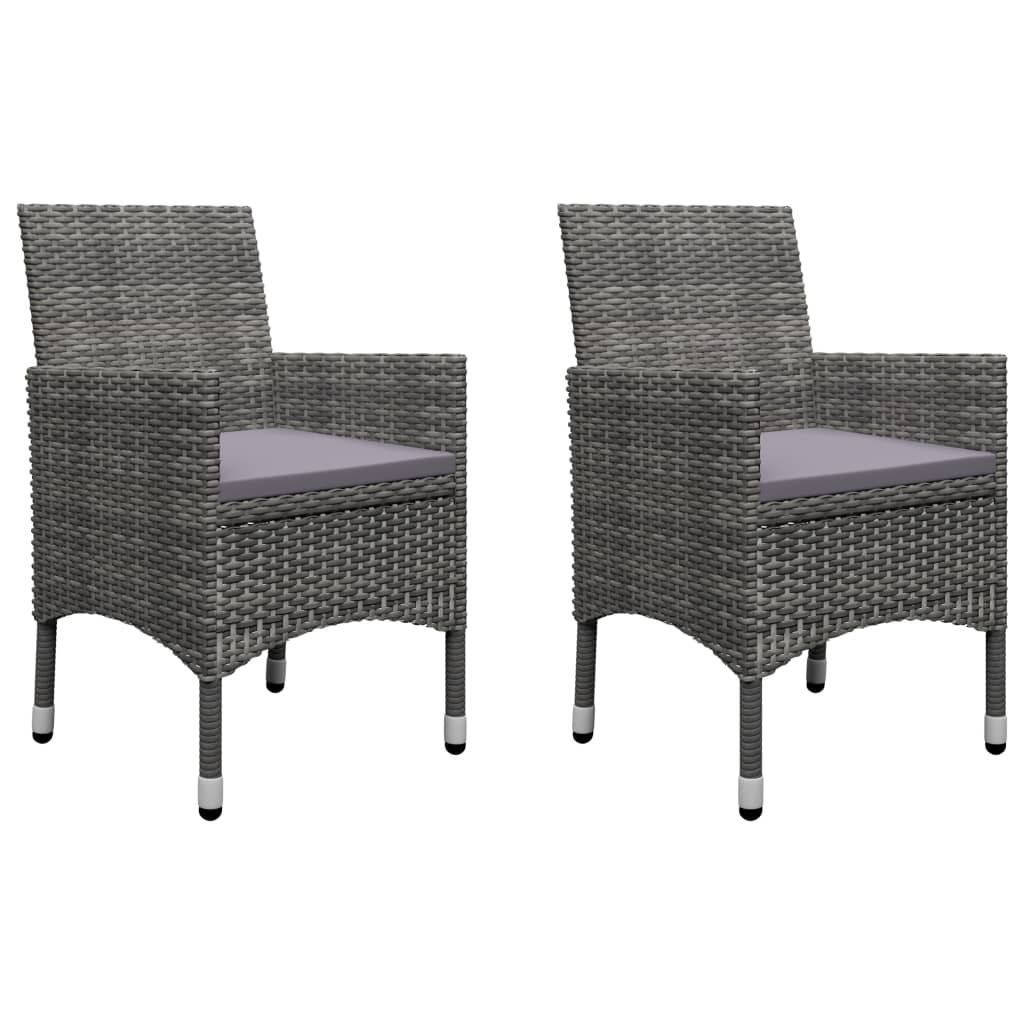 3 Pcs conjunto de jantar para jardim cinzento