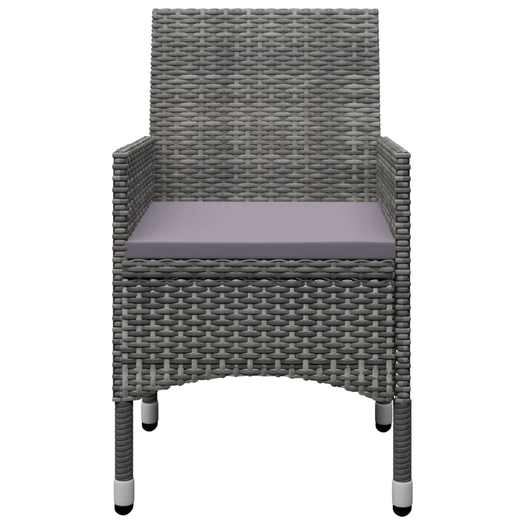 3 Pcs conjunto de jantar para jardim cinzento