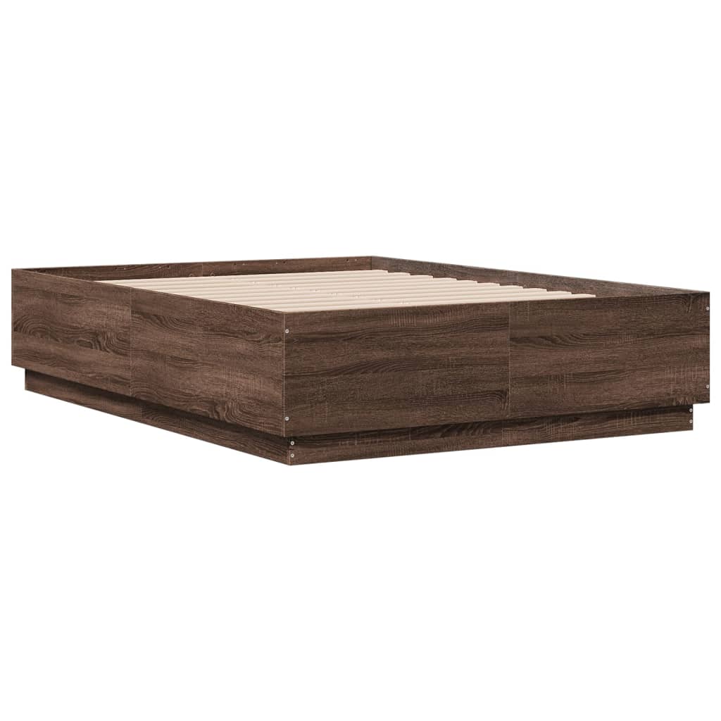 Estrutura de cama 135x190cm derivados madeira carvalho castanho