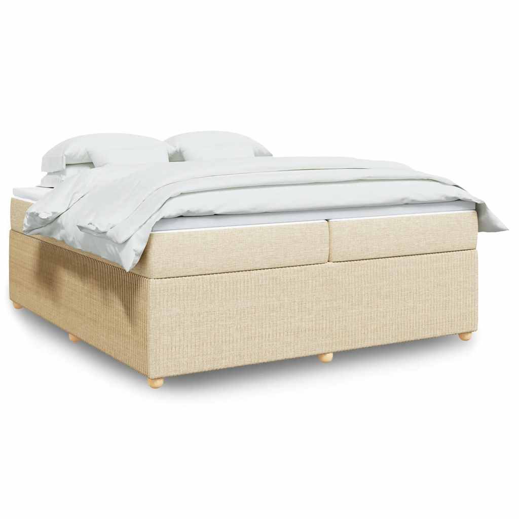 Cama com molas/colchão 200x200 cm tecido cor creme