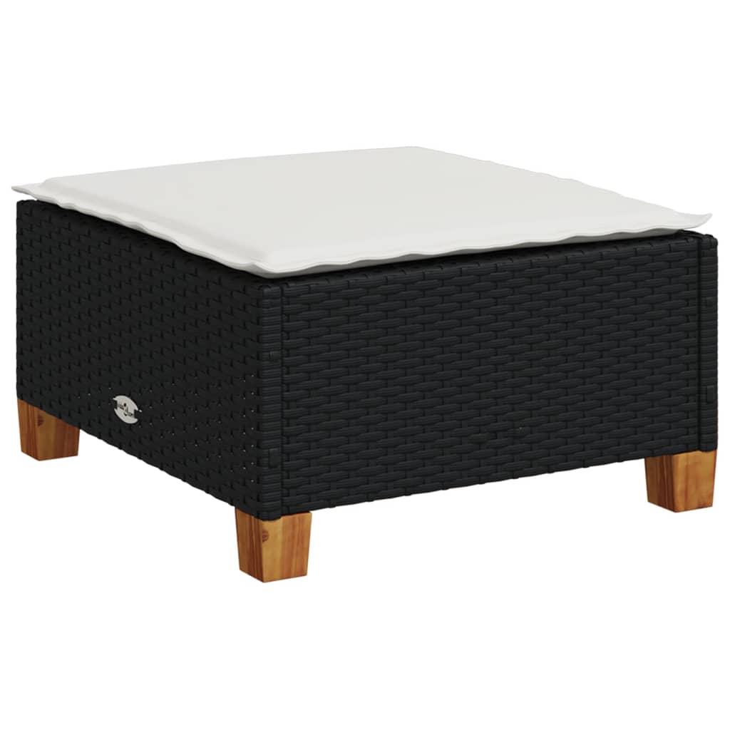 8 Pcs conjunto sofás de jardim com almofadões vime PE preto