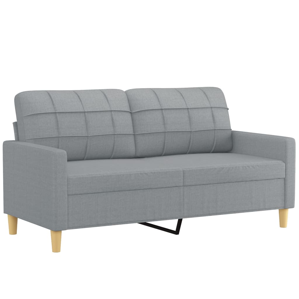 3 Pcs conjunto de sofás com almofadões tecido cinzento-claro