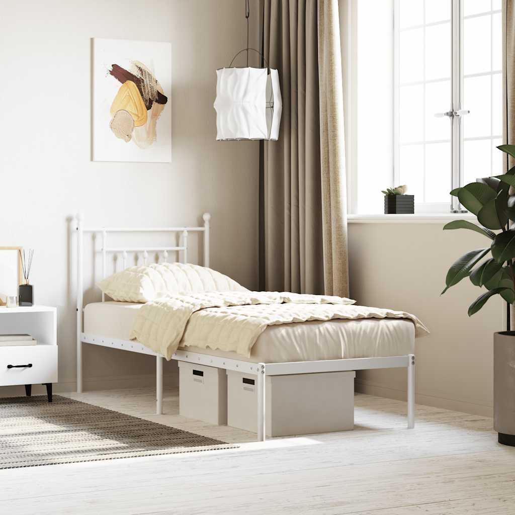 Estrutura de cama sem colchão com cabeceira 75x190 cm branco