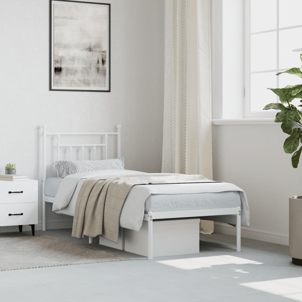 Estrutura de cama sem colchão com cabeceira 75x190 cm branco