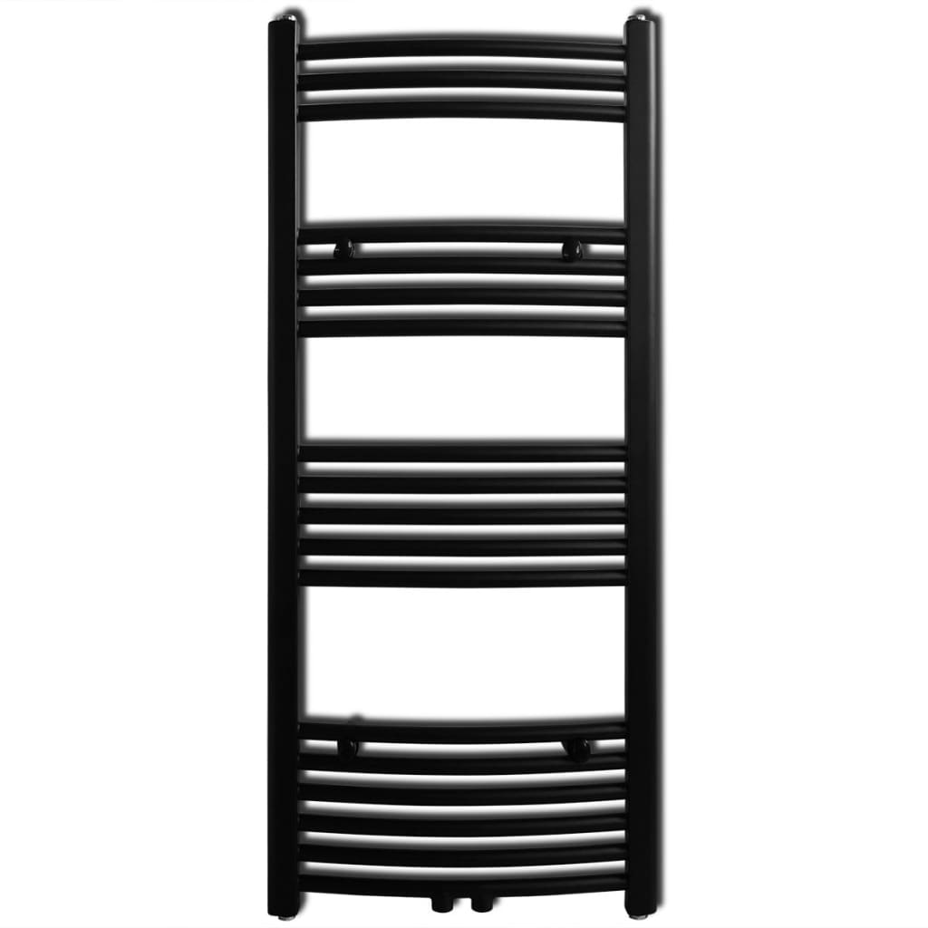 Aquecedor toalhas casa de banho curvo 500 x 1160 mm preto