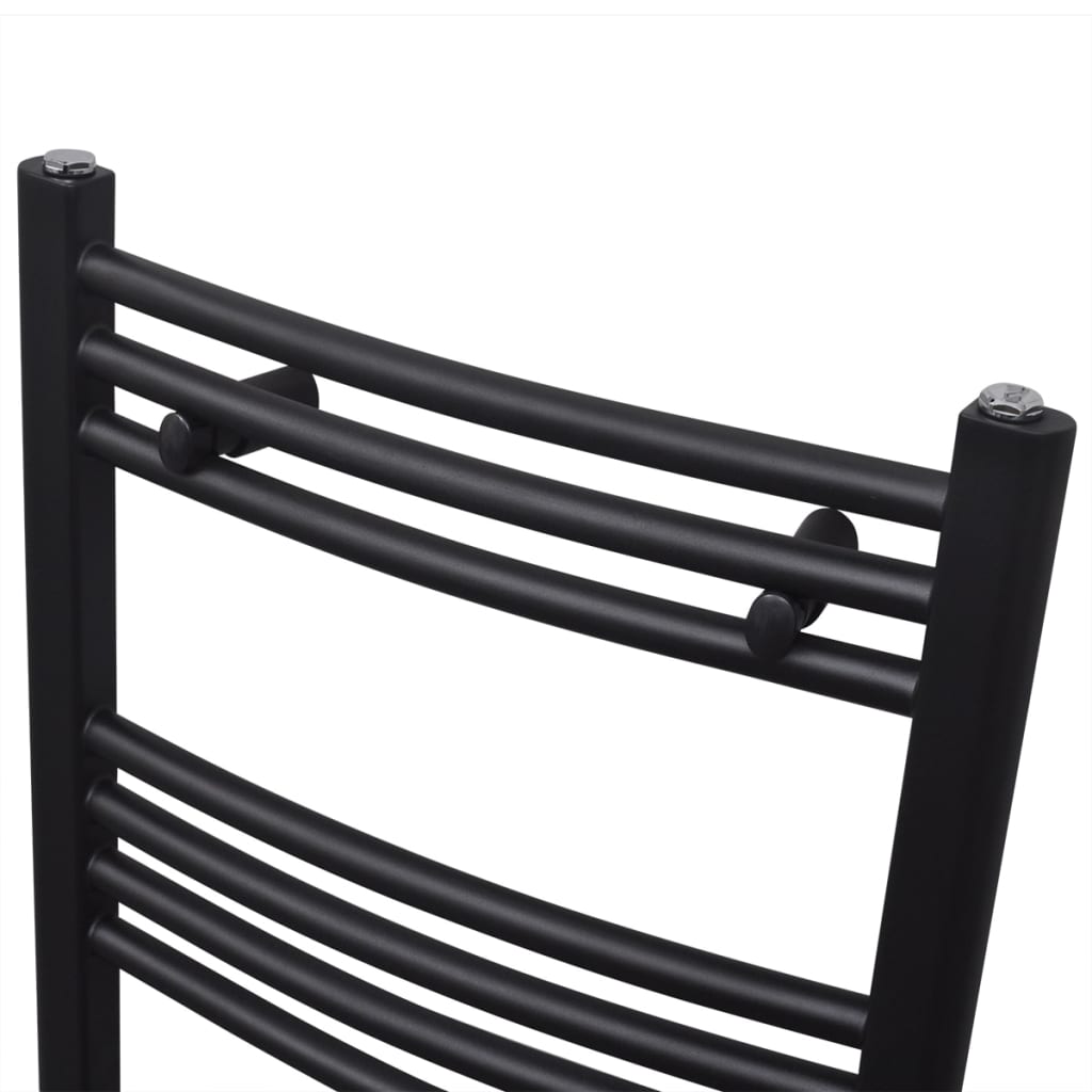 Aquecedor toalhas casa de banho curvo 500 x 1160 mm preto