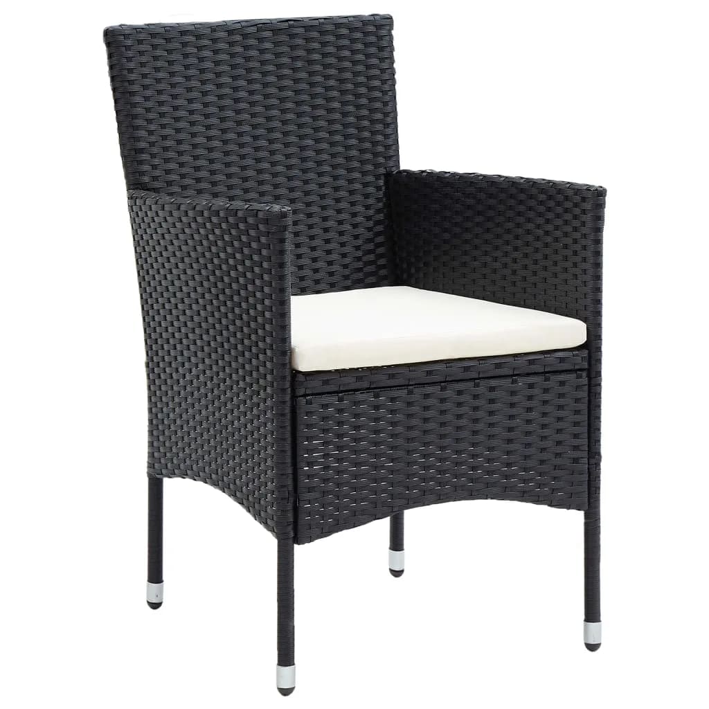 7 Pcs conjunto de jantar p/ jardim c/ almofadões vime PE preto