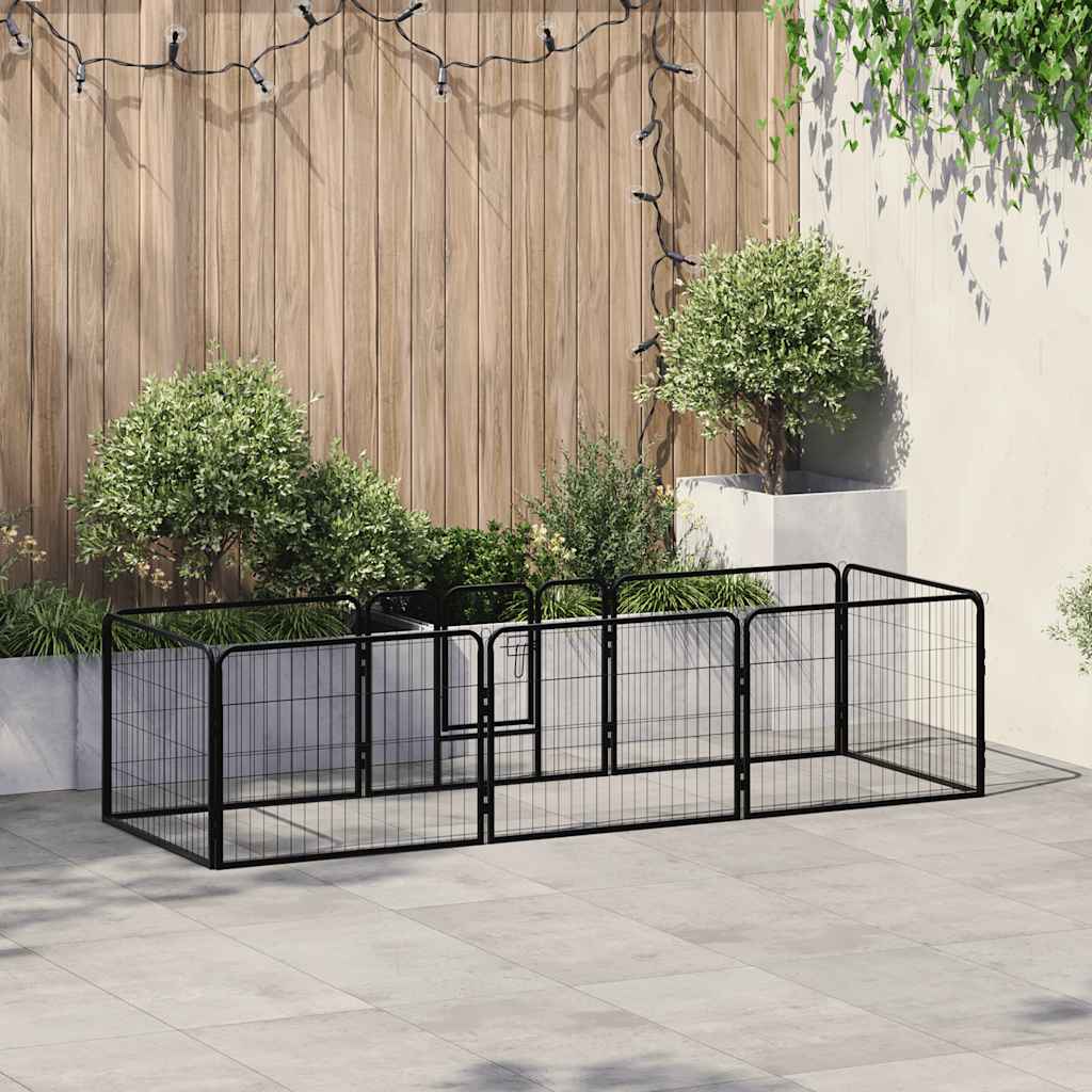 Parque para cães 8 painéis aço 60x80 cm preto