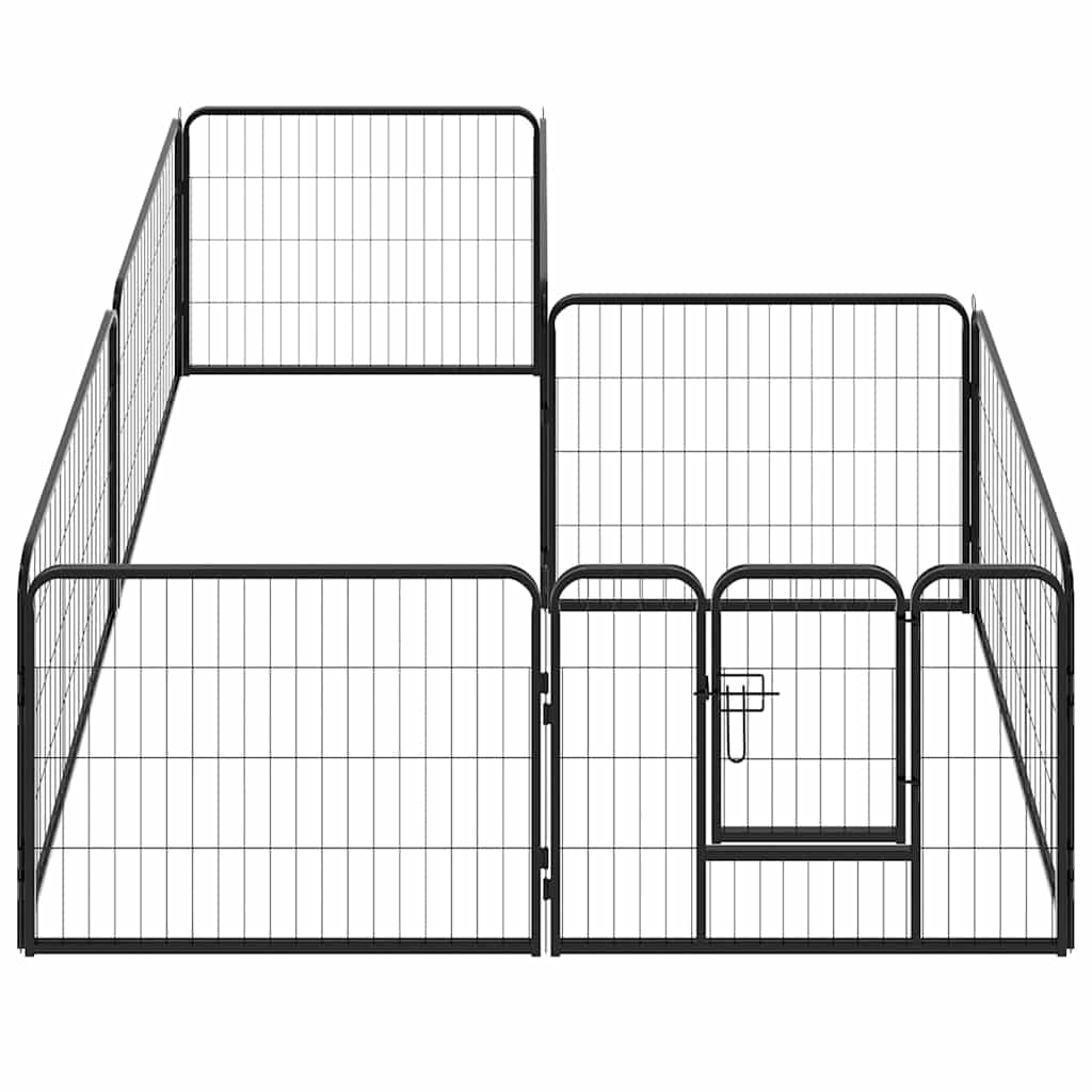 Parque para cães 8 painéis aço 60x80 cm preto