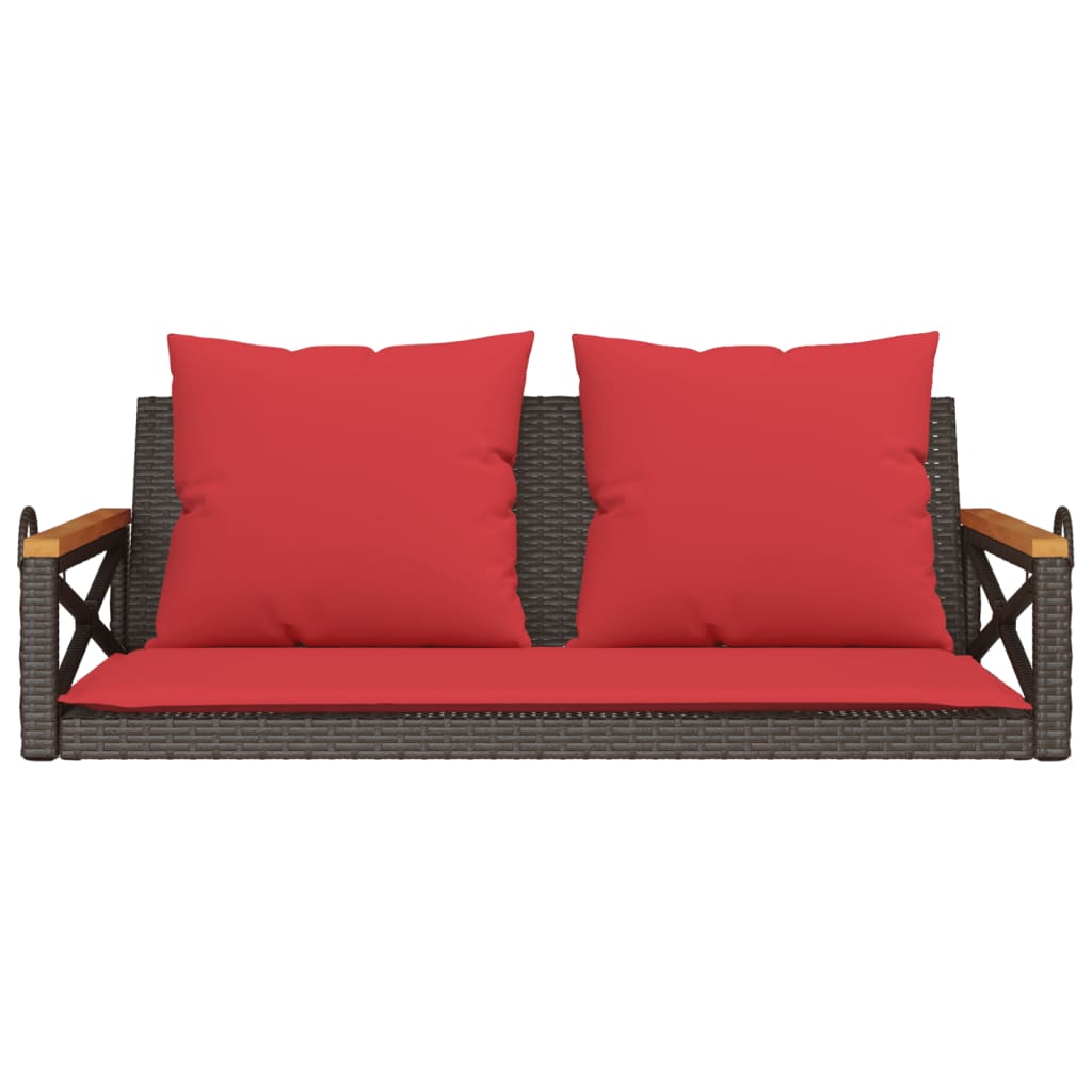 Banco baloiço com almofadões 109x62x40 cm vime PE castanho
