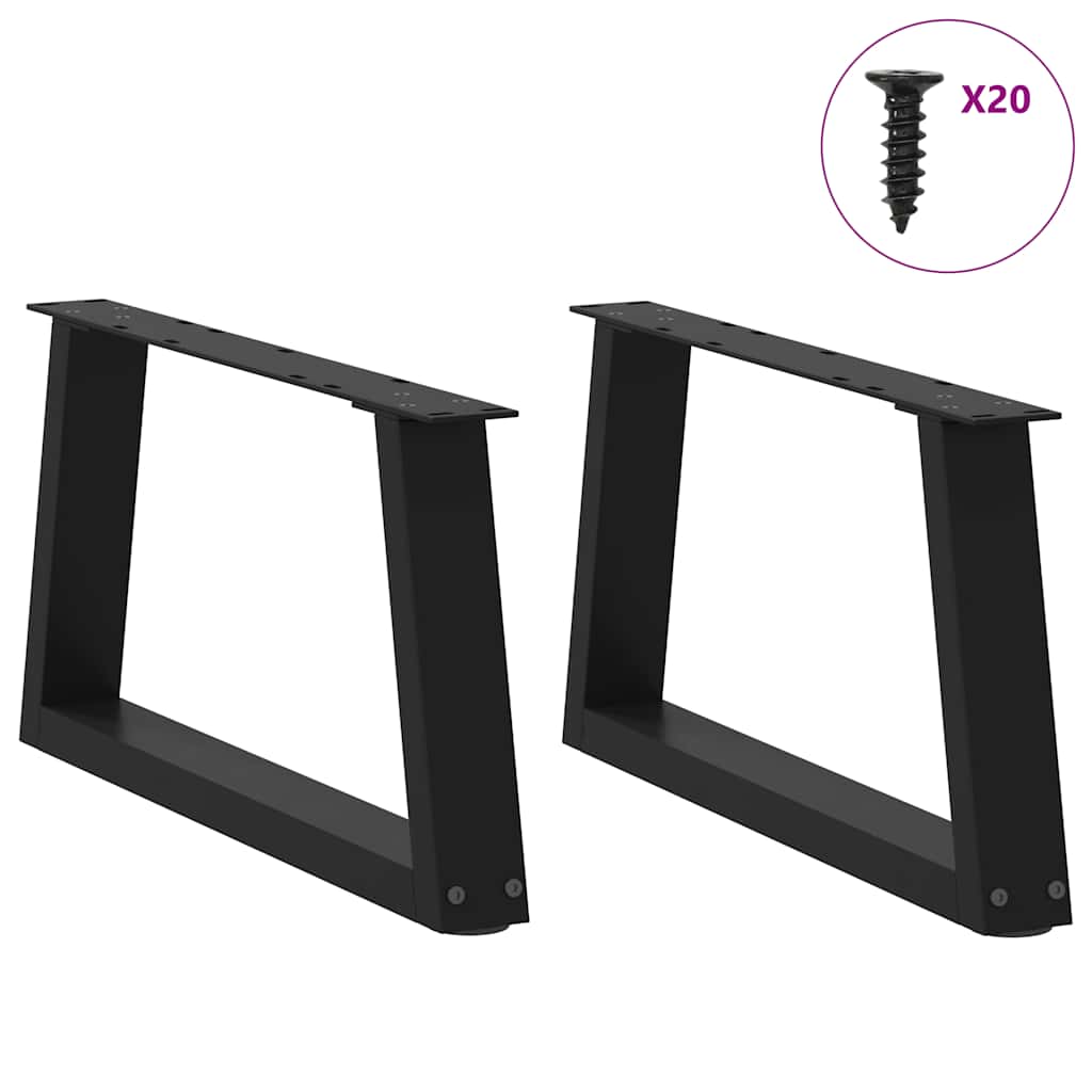 Pés para mesa de centro em v 2 peças preto 50x(30-31,3) cm aço