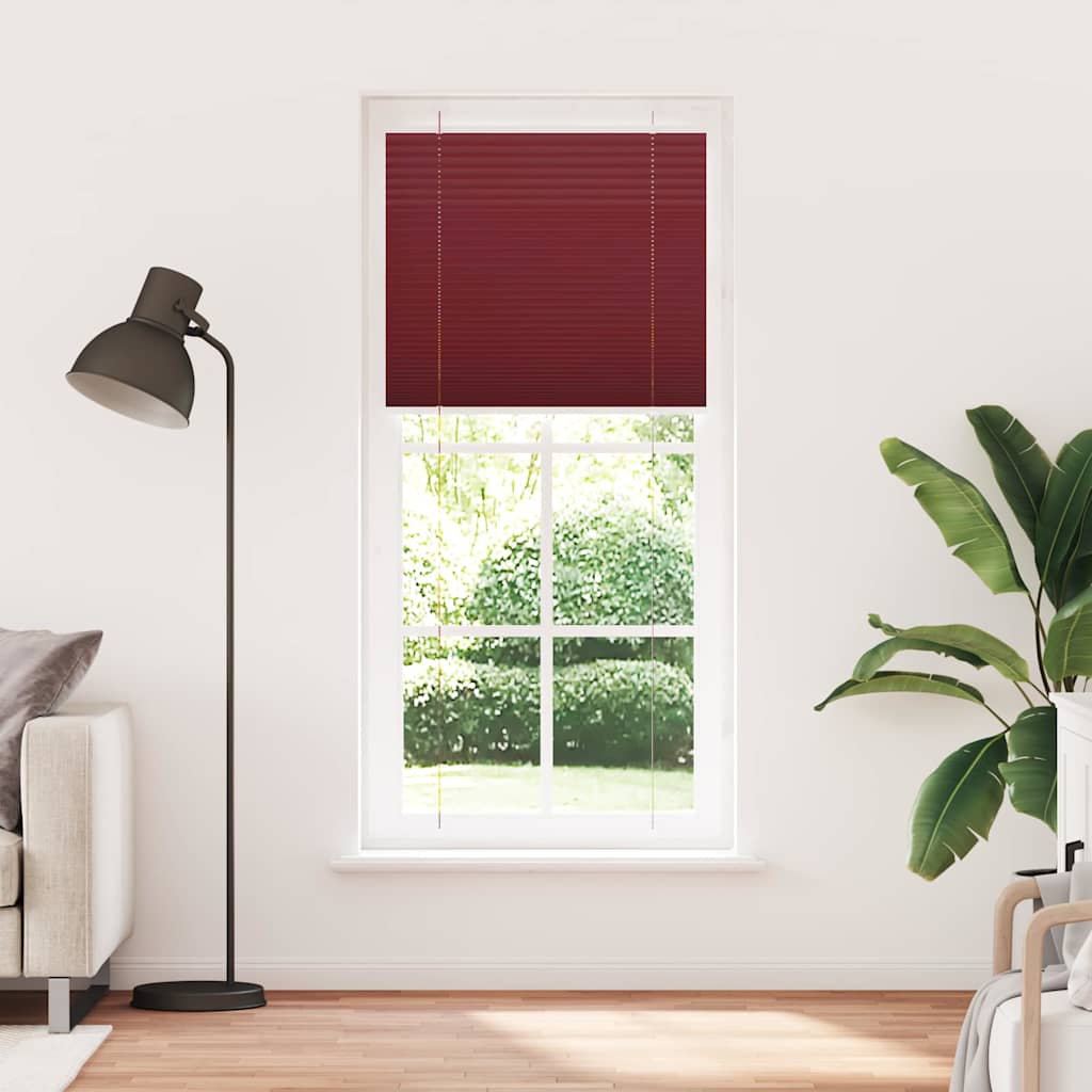 Plissado cego bordéus vermelho 85x200 cm largura tecido