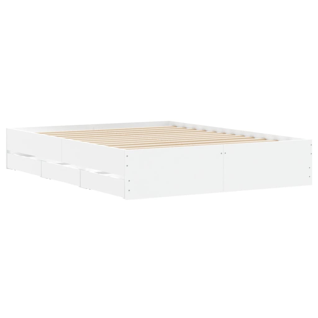 Estrutura de cama c/ gavetas 150x200cm derivados madeira branco