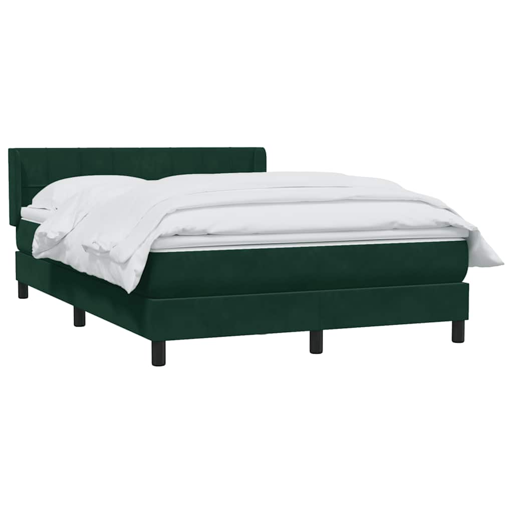 Cama com molas/colchão 160x220 cm veludo verde-escuro