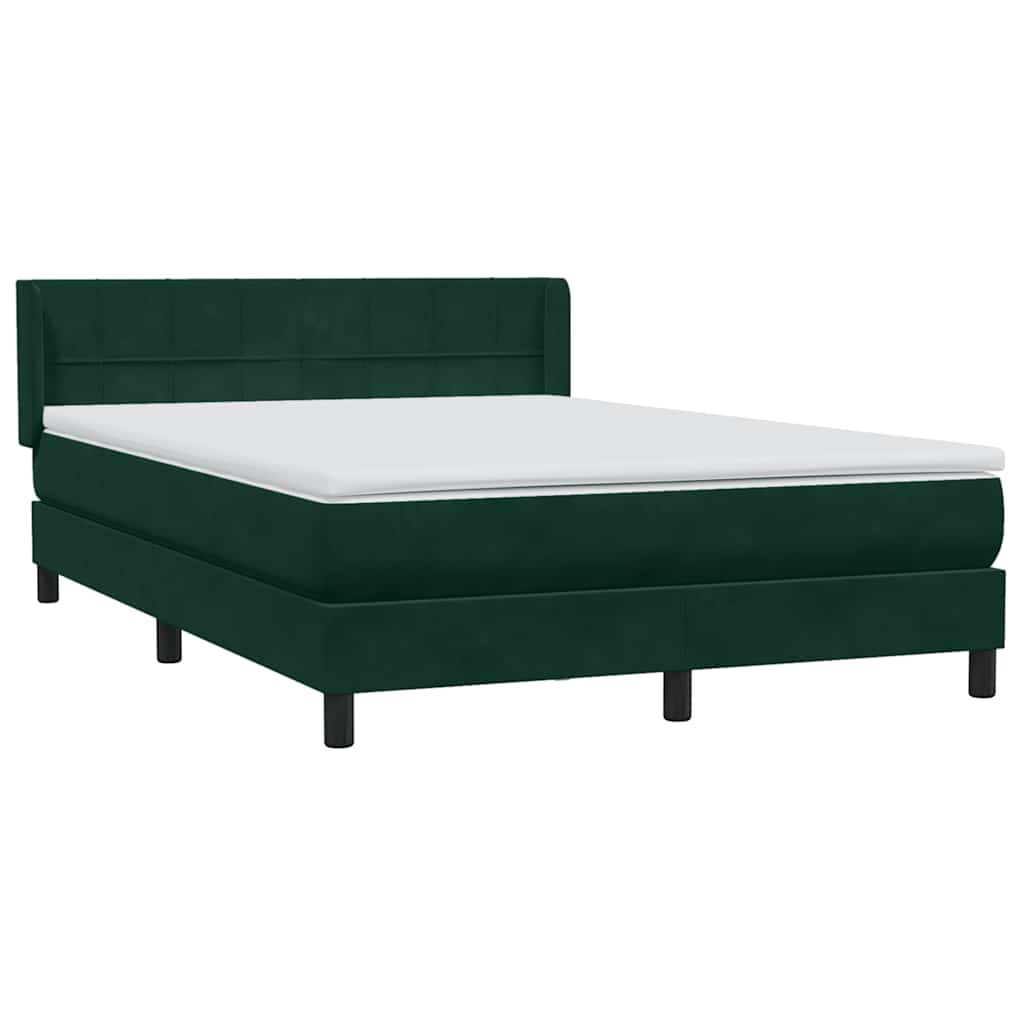 Cama com molas/colchão 160x220 cm veludo verde-escuro