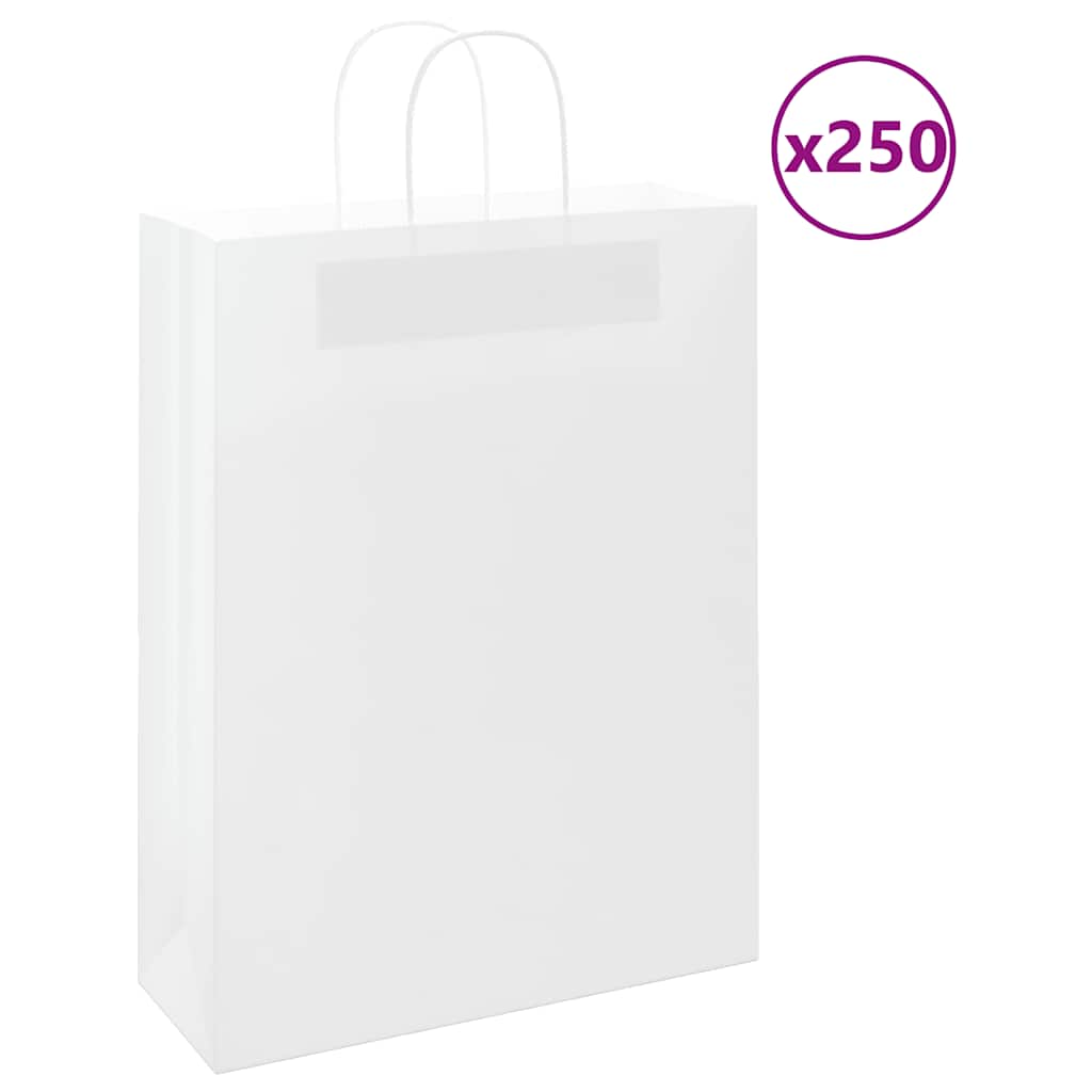 Sacos de papel 250 unid com alças branco 32x12x42 cm