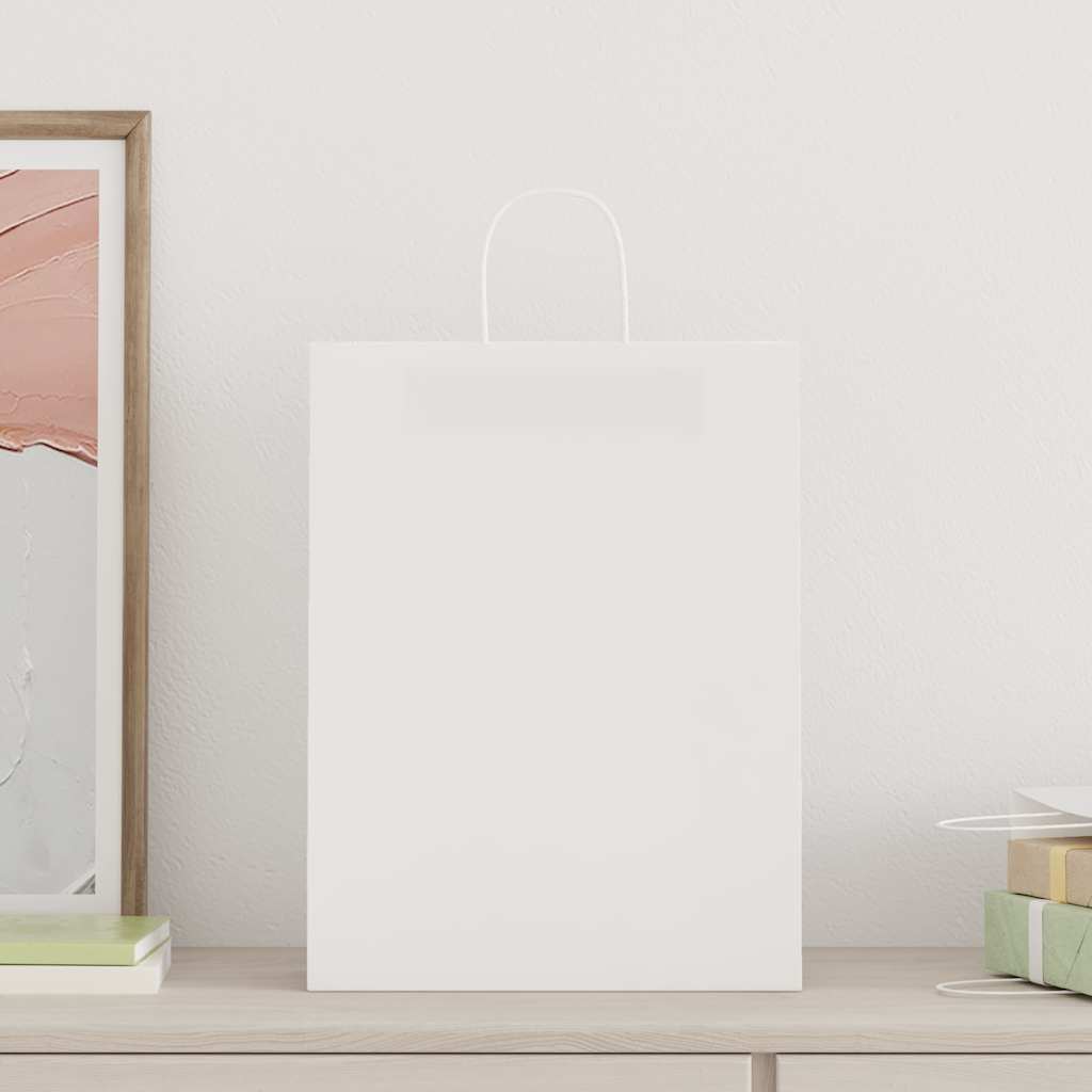 Sacos de papel 250 unid com alças branco 32x12x42 cm