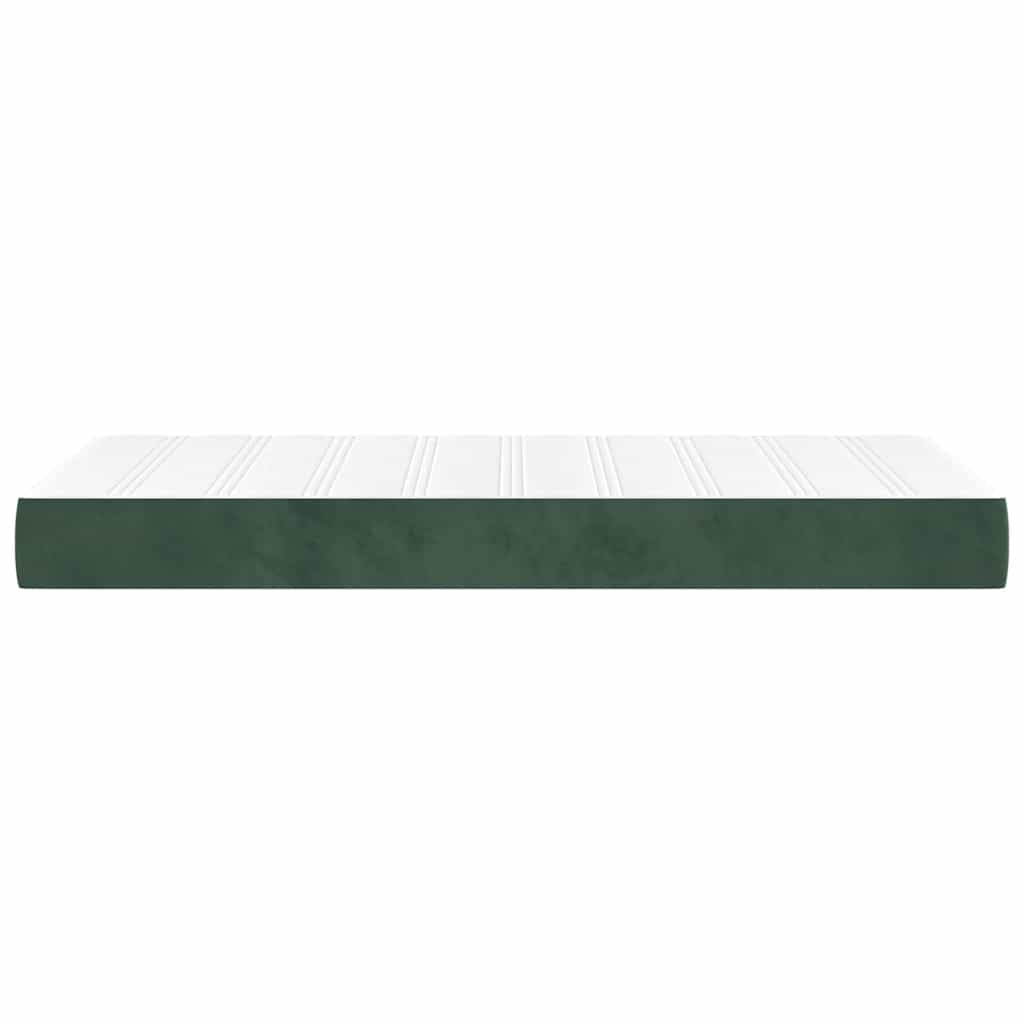 Colchão de molas ensacadas firmeza média 90x210x20 cm veludo verde-escuro