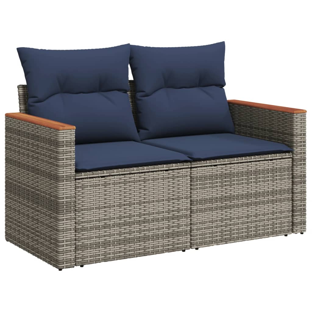 Conjunto de sofá de jardim com 7 peças e almofadas em rattan sintético cinza