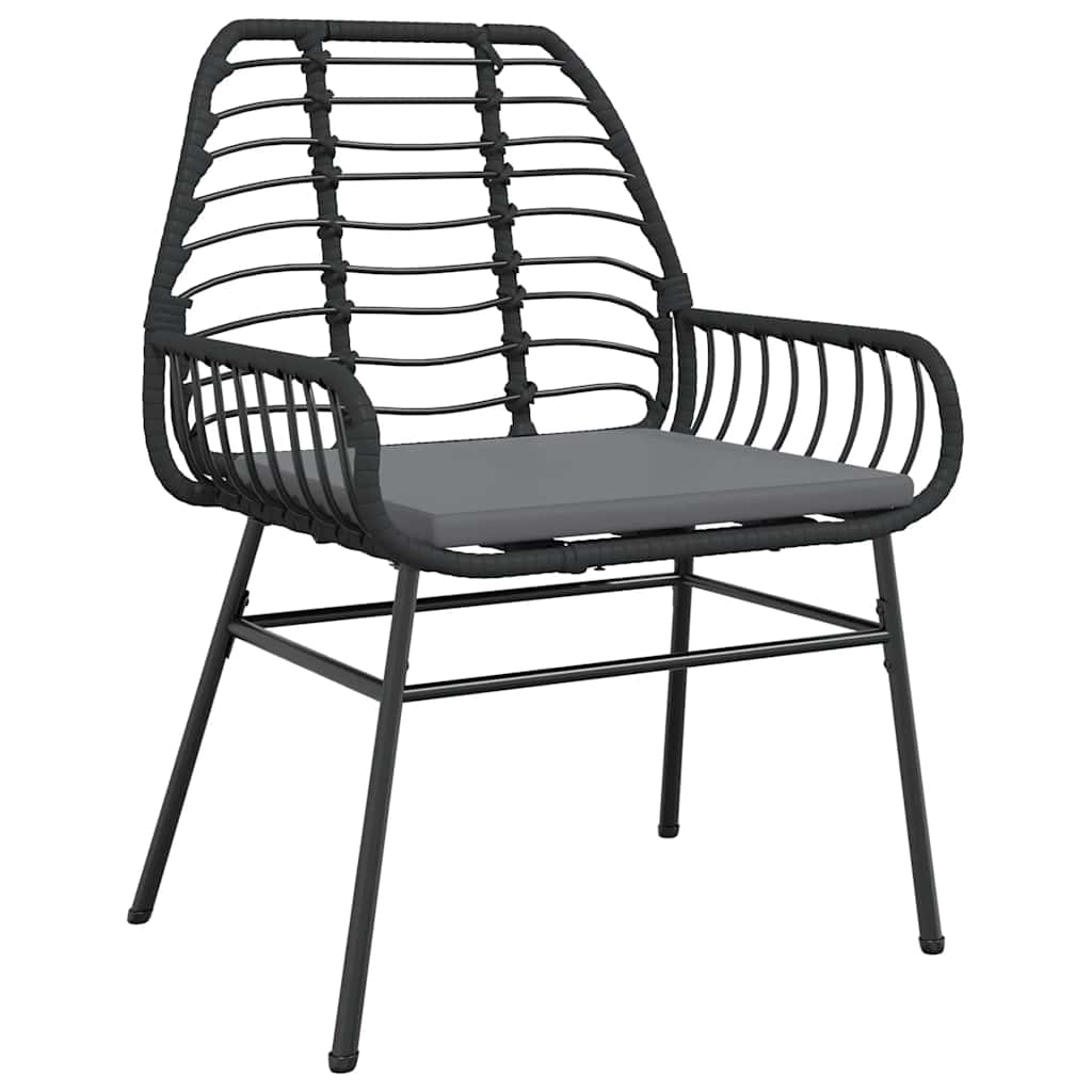 Conjunto de jantar jardim 5 peças almofadas vidro vime PE preto