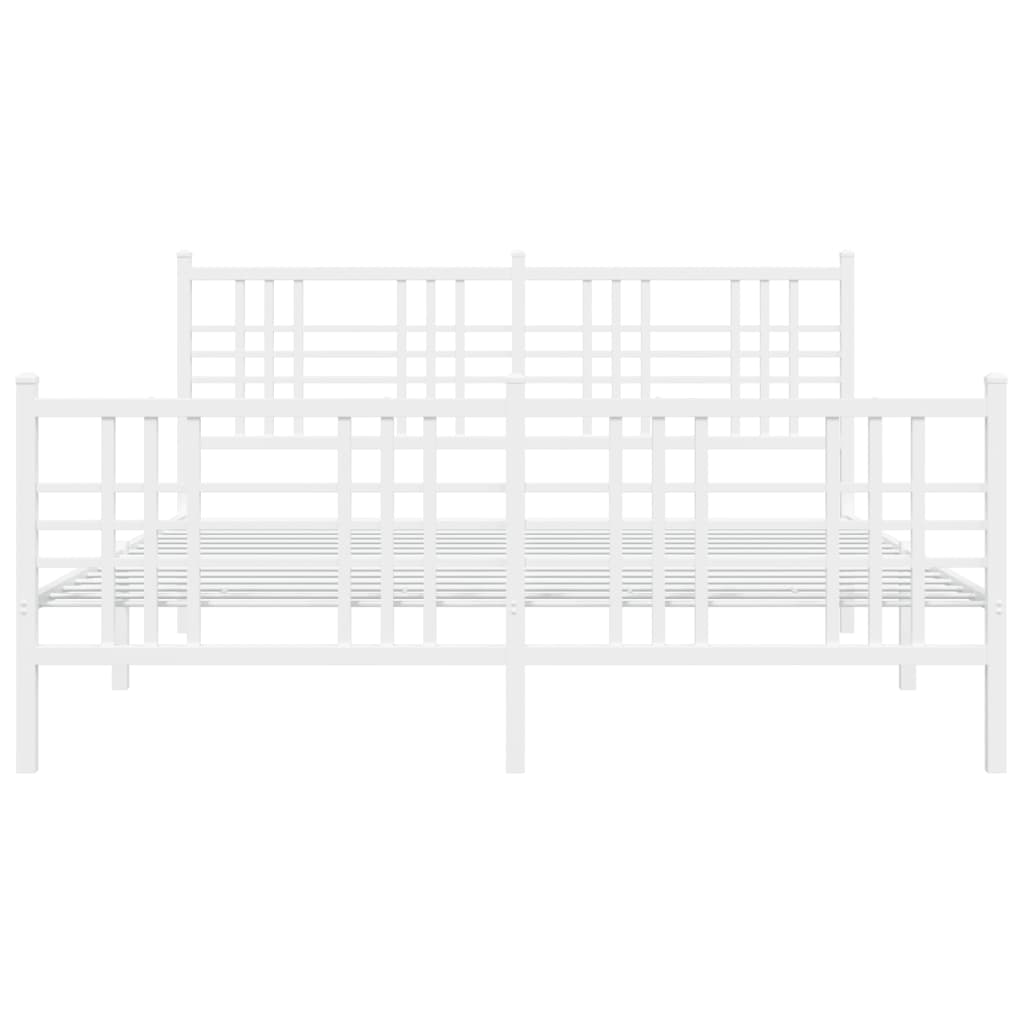 Estrutura de cama com cabeceira e pés 150x200 cm metal branco