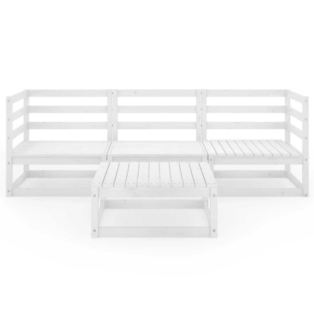 4 Pcs conjunto lounge de jardim pinho maciço branco