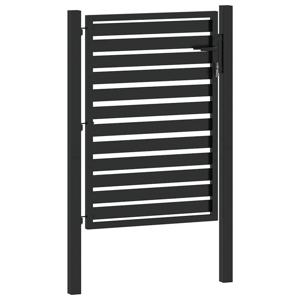 Portão de jardim com fechadura preto 100x120 cm alumínio