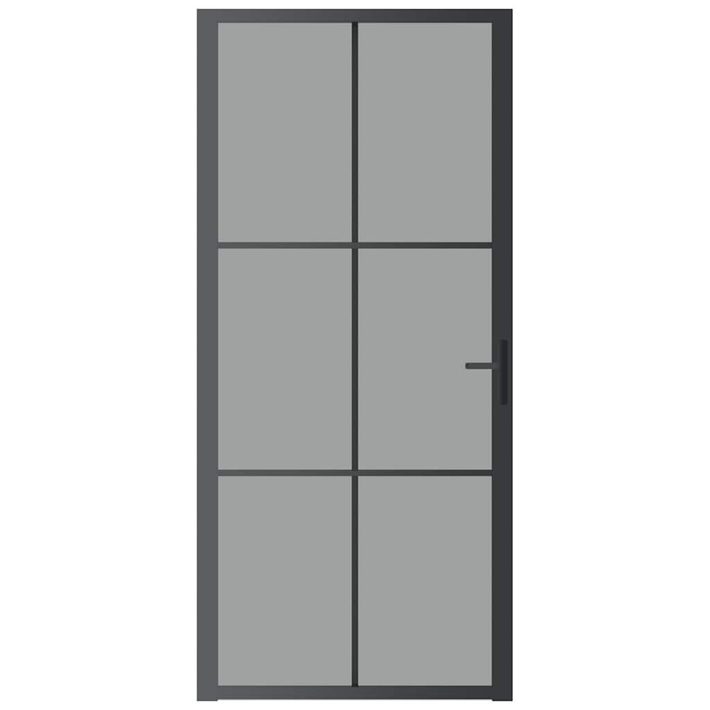 Porta de interior 93x201,5 cm vidro esg e alumínio preto