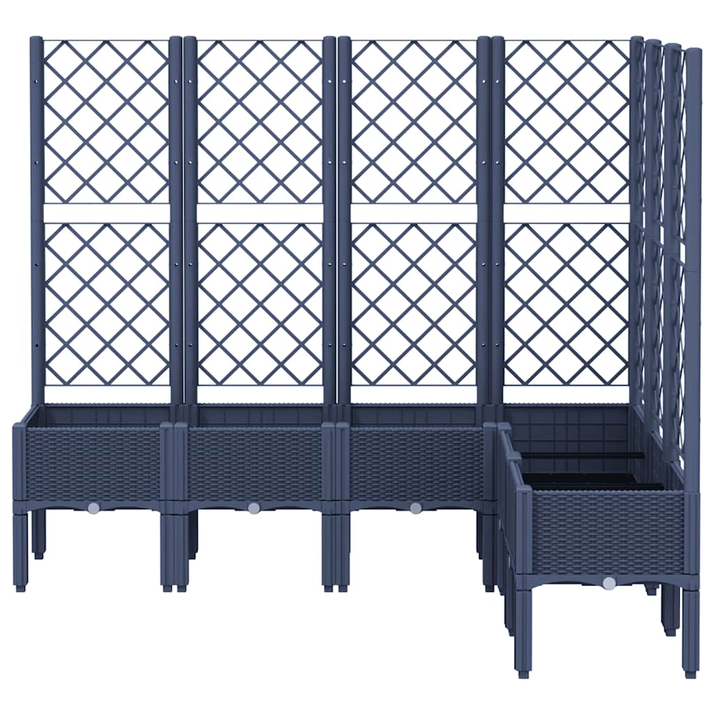Vaso/floreira de jardim c/ treliça 160x120x142 cm PP cinzento azul