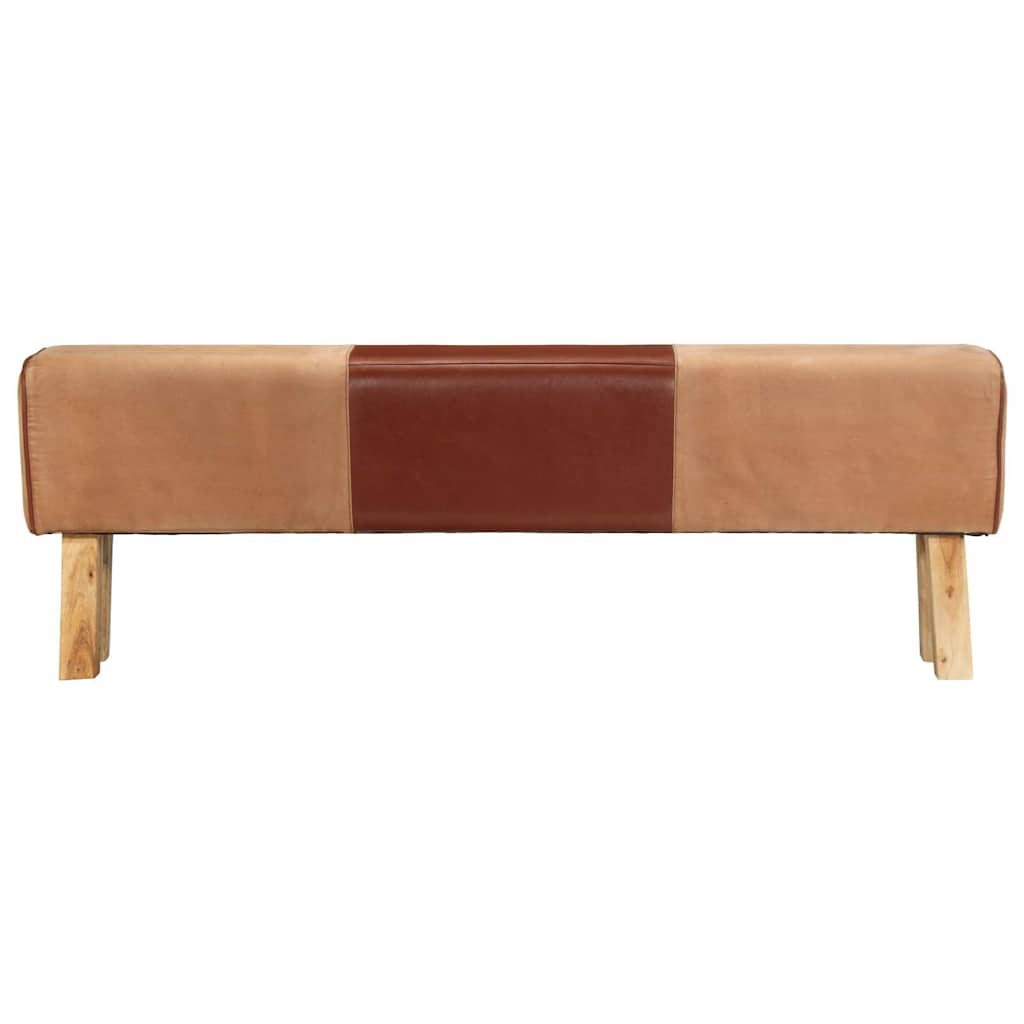 Boque de ginásio 160 cm couro genuíno castanho/acácia maciça