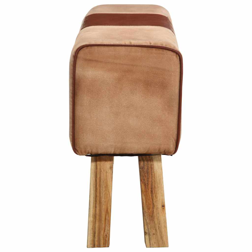 Boque de ginásio 160 cm couro genuíno castanho/acácia maciça