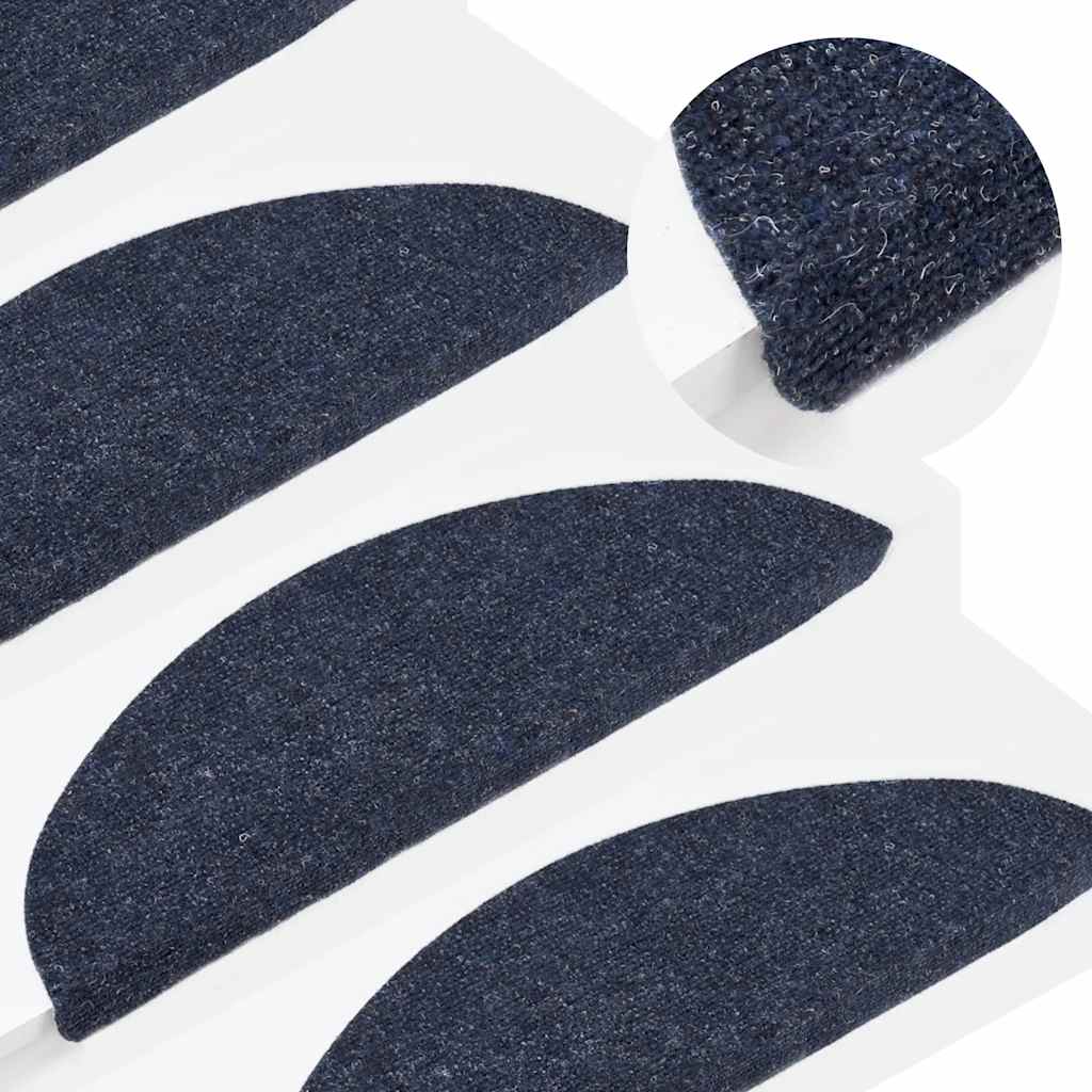 Tapetes de escada adesivos 30 pcs 56x17x3 cm azul