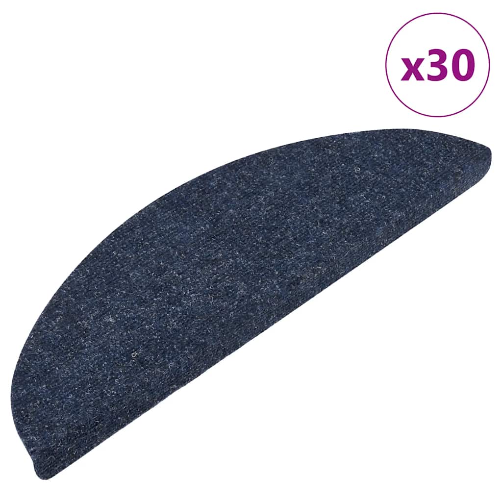 Tapetes de escada adesivos 30 pcs 56x17x3 cm azul
