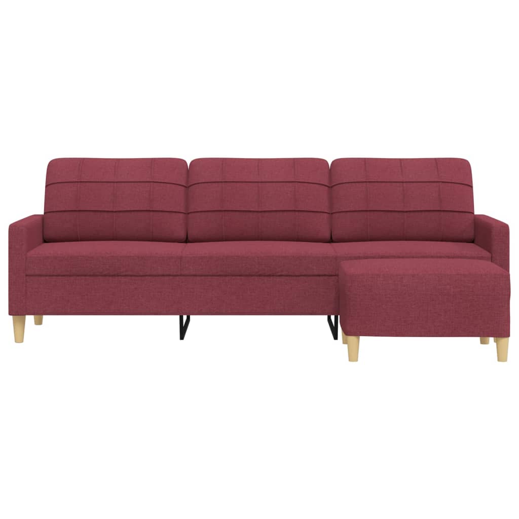 Sofá de 3 lugares com apoio de pés 210 cm tecido vermelho tinto