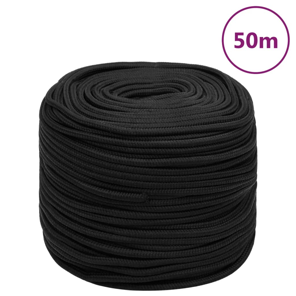 Corda de barco 10 mm 50 m polipropileno preto completo